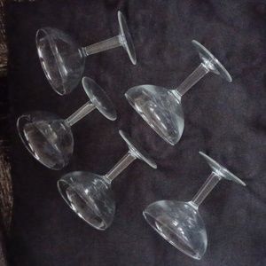 4/$40 Leaf Engraved Glass Dessert/Drink Goblets - Set of 4 + 1 Plain